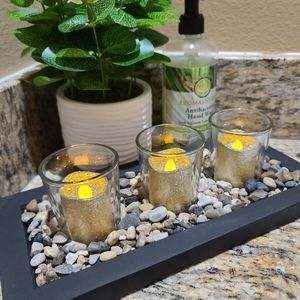 Decorative Candle Holder Set with Stones NEW